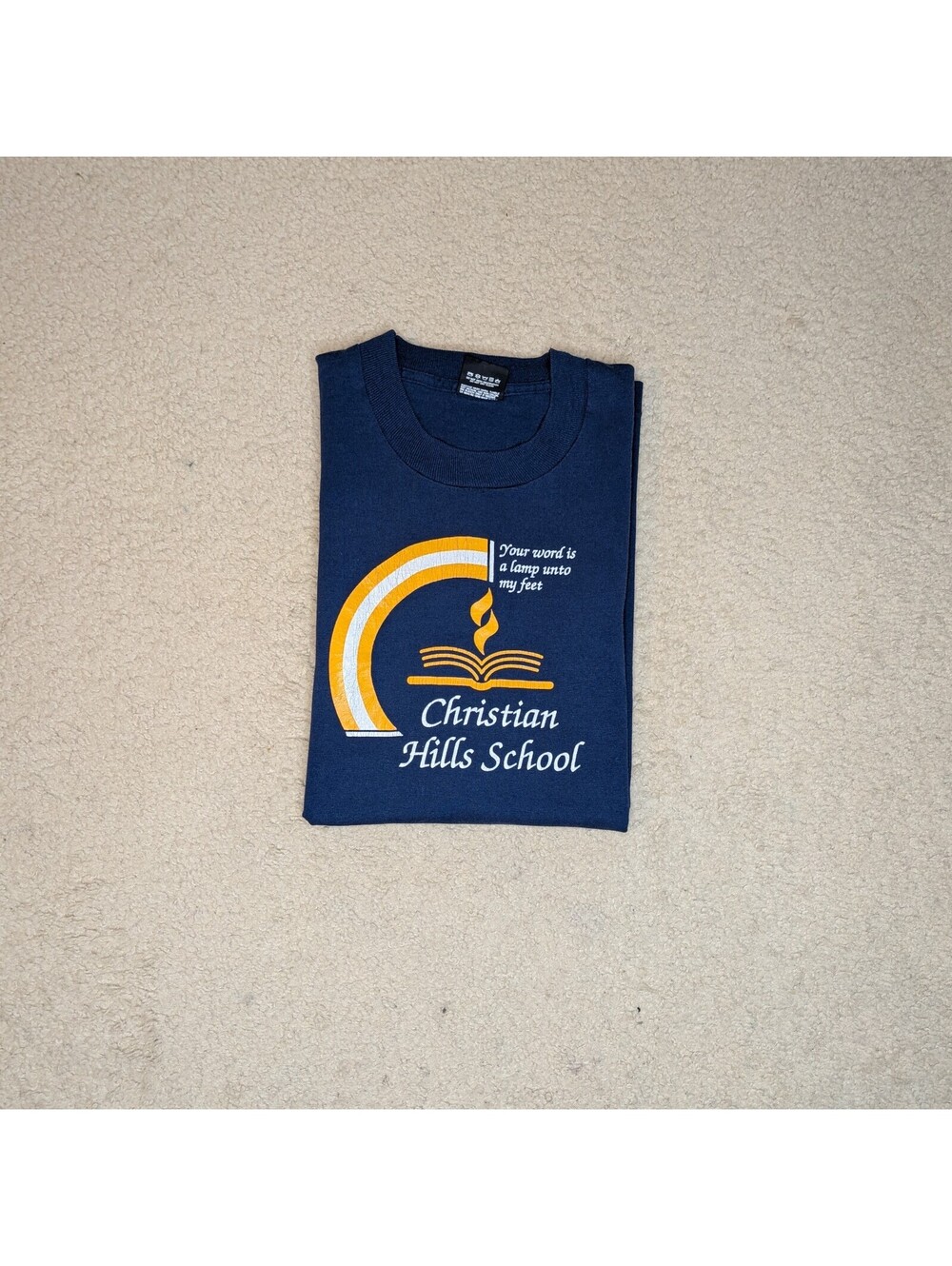 VTG 90s Christian Hills School Religious Graphic Print Tee